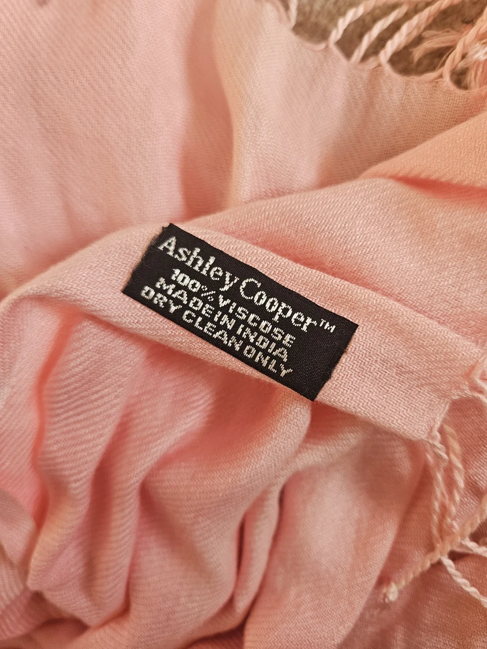 Ashley Cooper Soft Pink Fringed Wrap Scarf